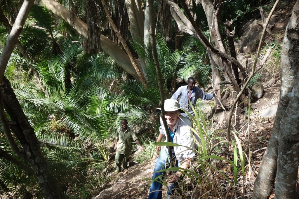 Anne is climbing back out of the falls area.