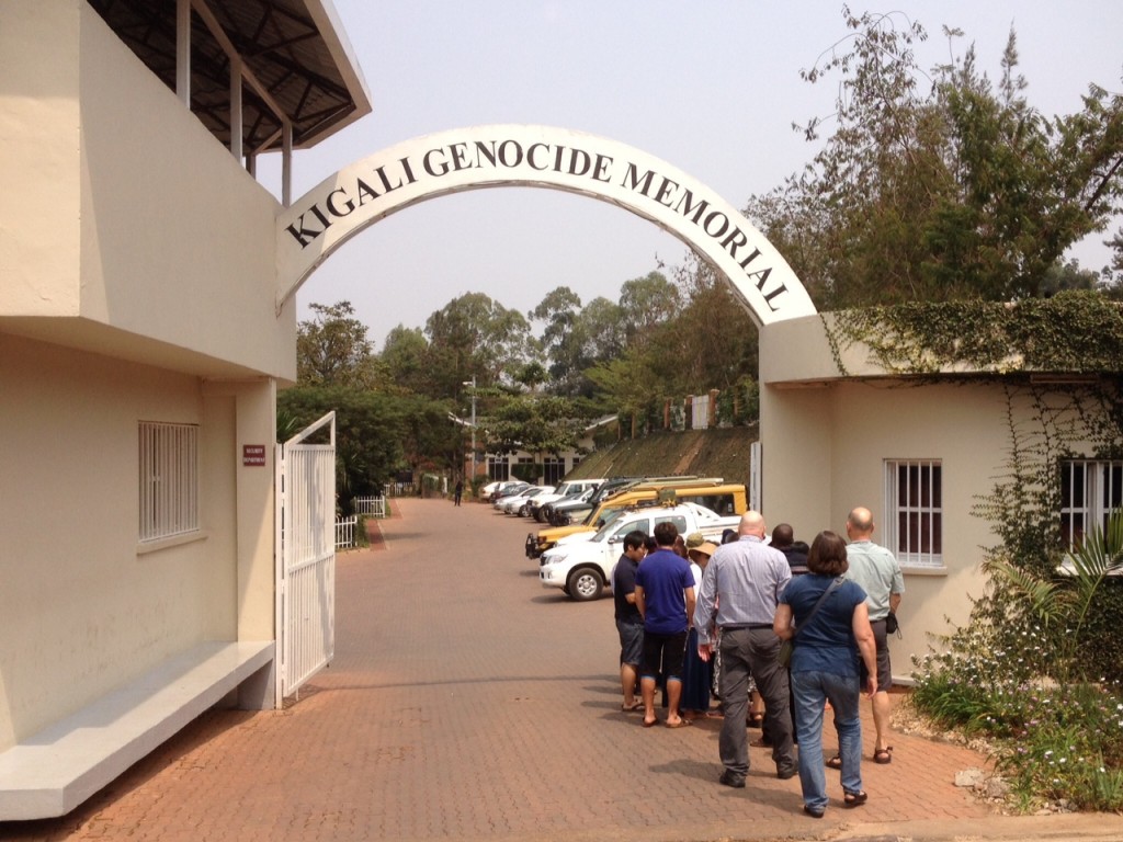 Entering the Kigali Genocide Memorial where 250,000 Tutsi are buried.